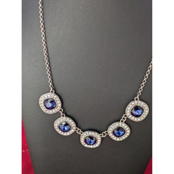 Monet Sapphire necklace Silver choker September Stone - Picture 3 of 15